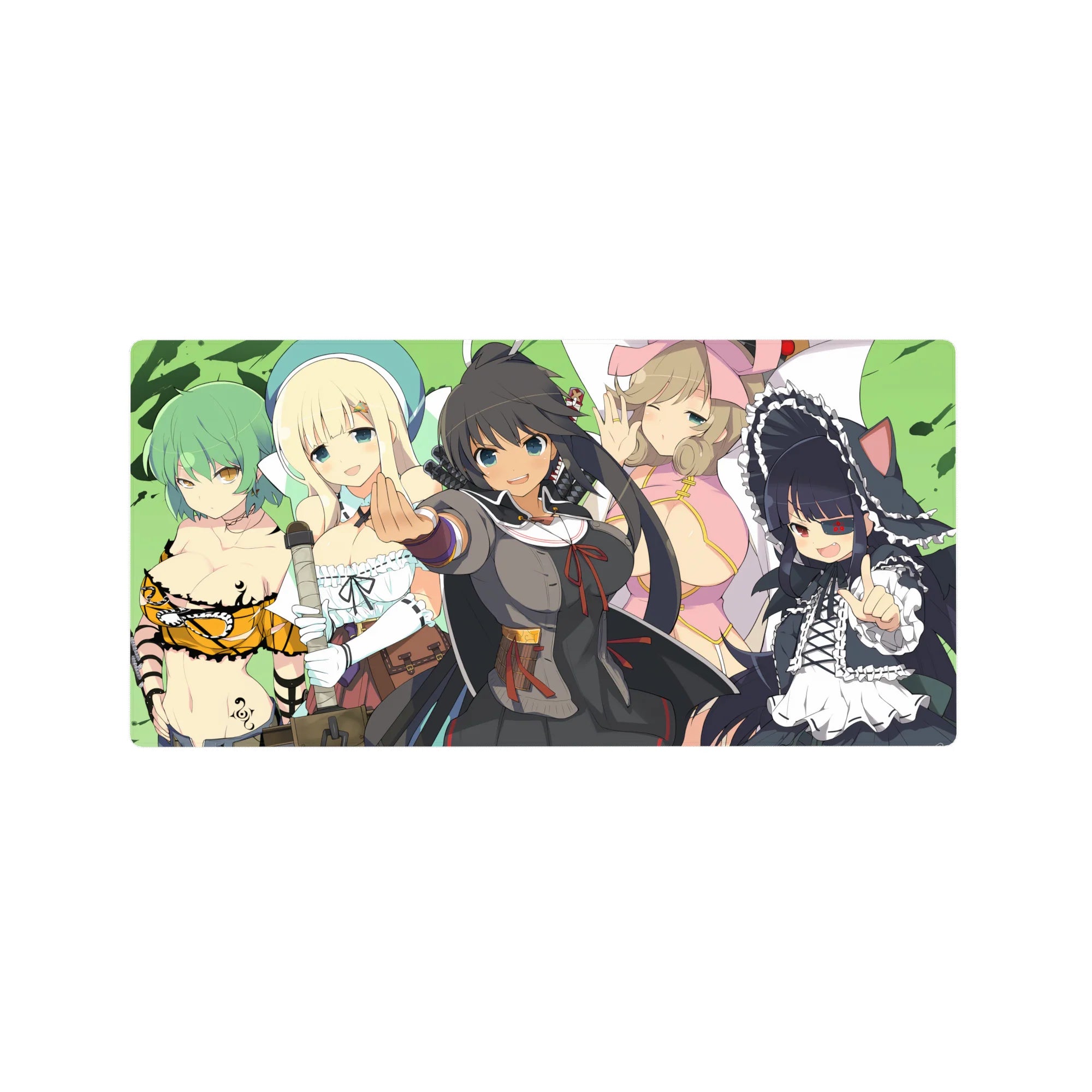 32x16 inches anime girl mouse pad with five cute maids and ribbons, crisp lines and silky glide.