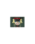 Classic anime girl mouse pad 14x10 inches with blonde grin, military cap, crisp flat colors, green backdrop.