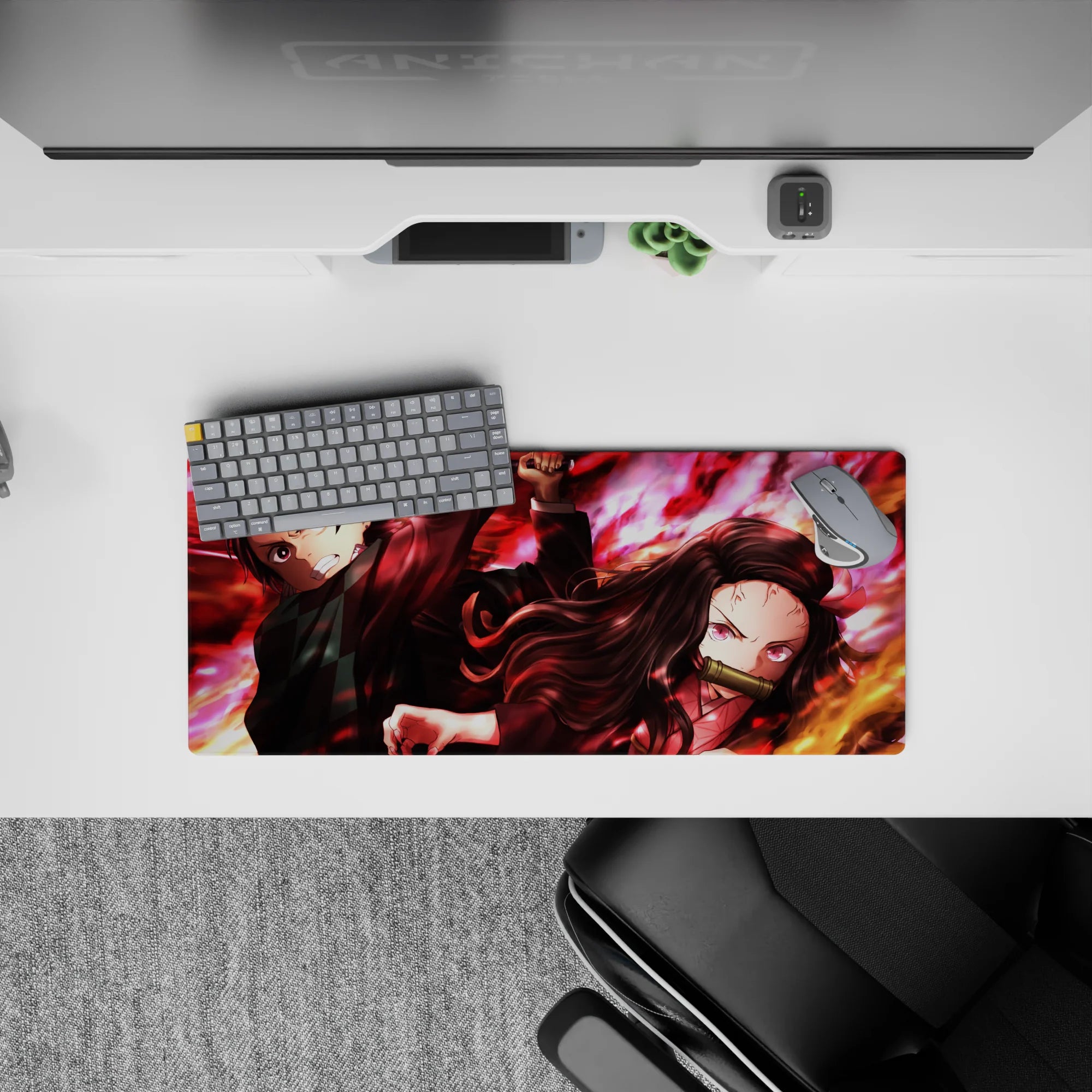 Demon Slayer Deskmat | Mousepad | Deskpad - Fiery Sibling Fury - AniChan