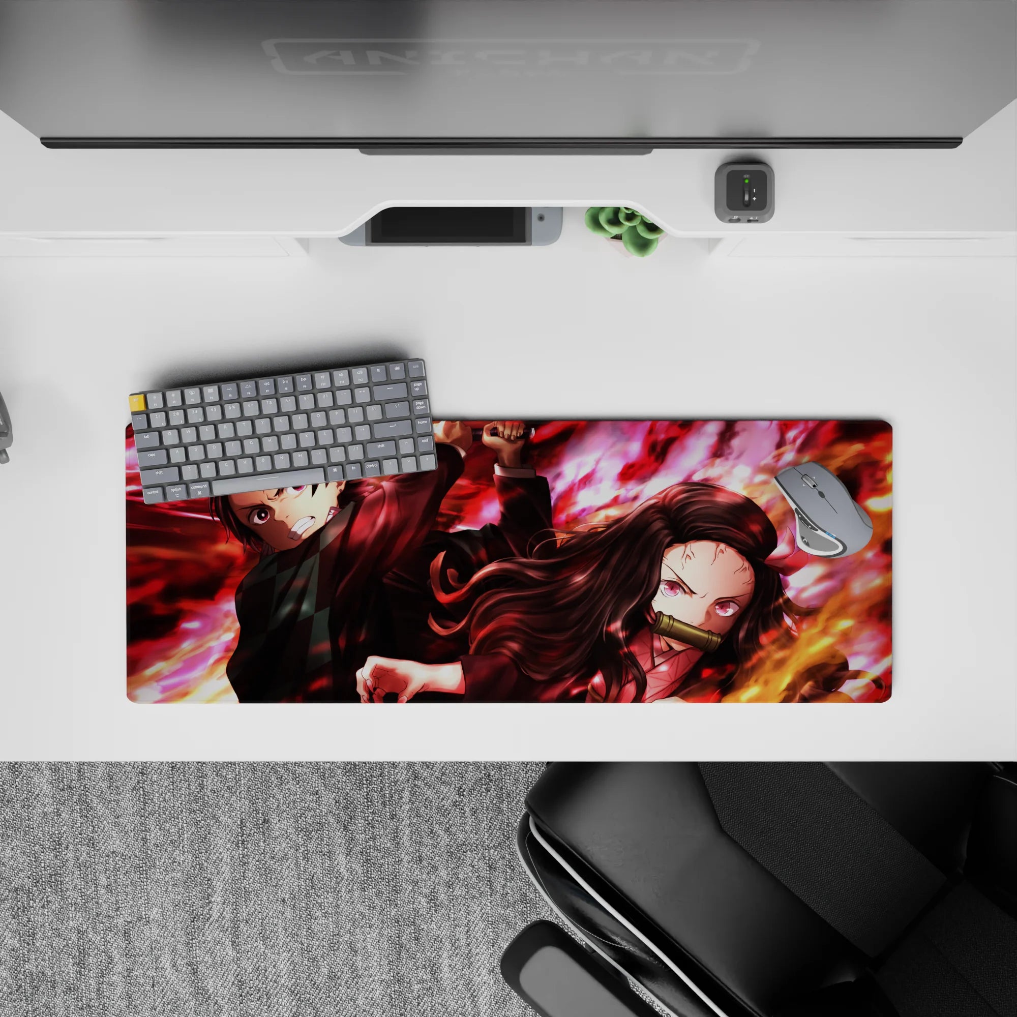 Demon Slayer Deskmat | Mousepad | Deskpad - Fiery Sibling Fury - AniChan