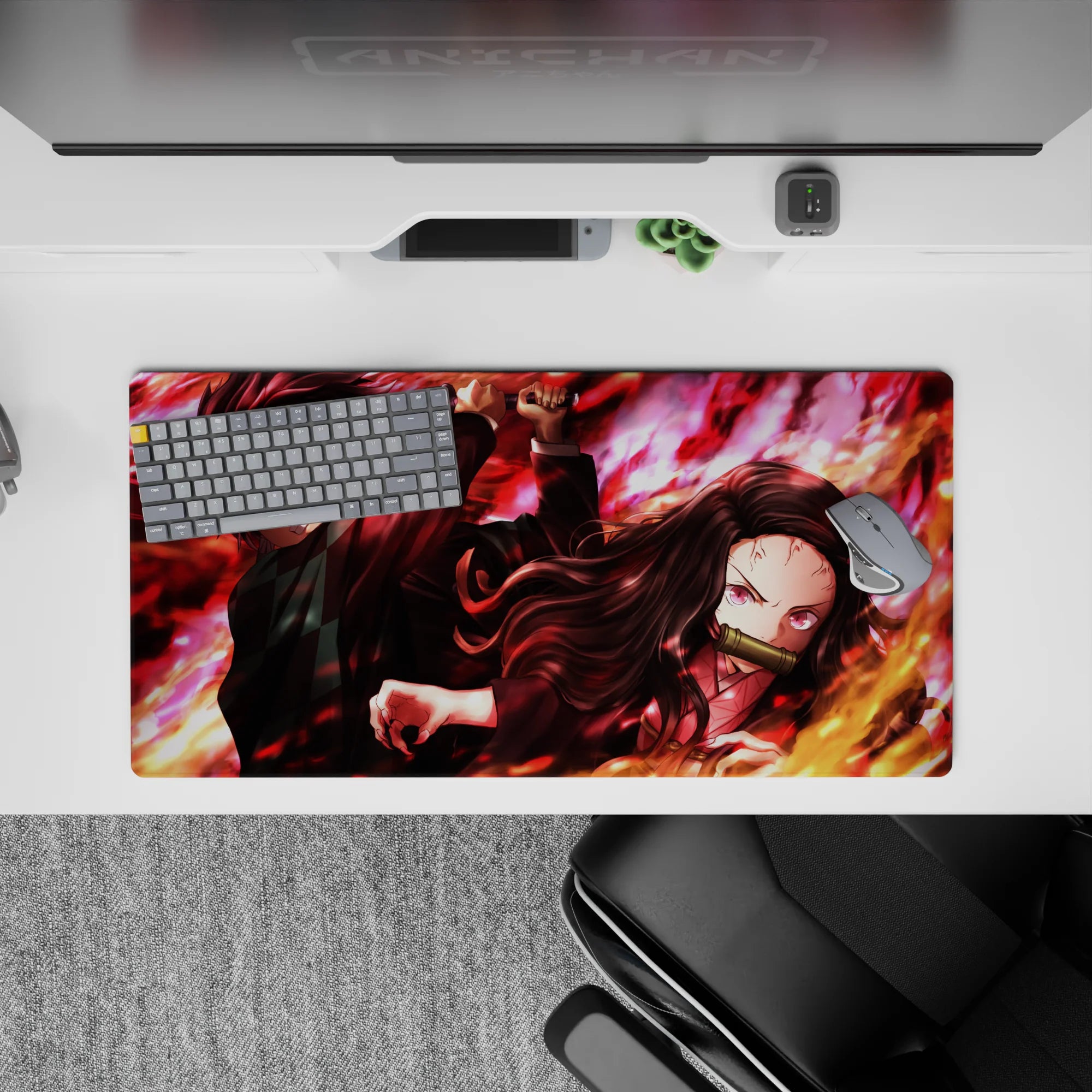 Demon Slayer Deskmat | Mousepad | Deskpad - Fiery Sibling Fury - AniChan