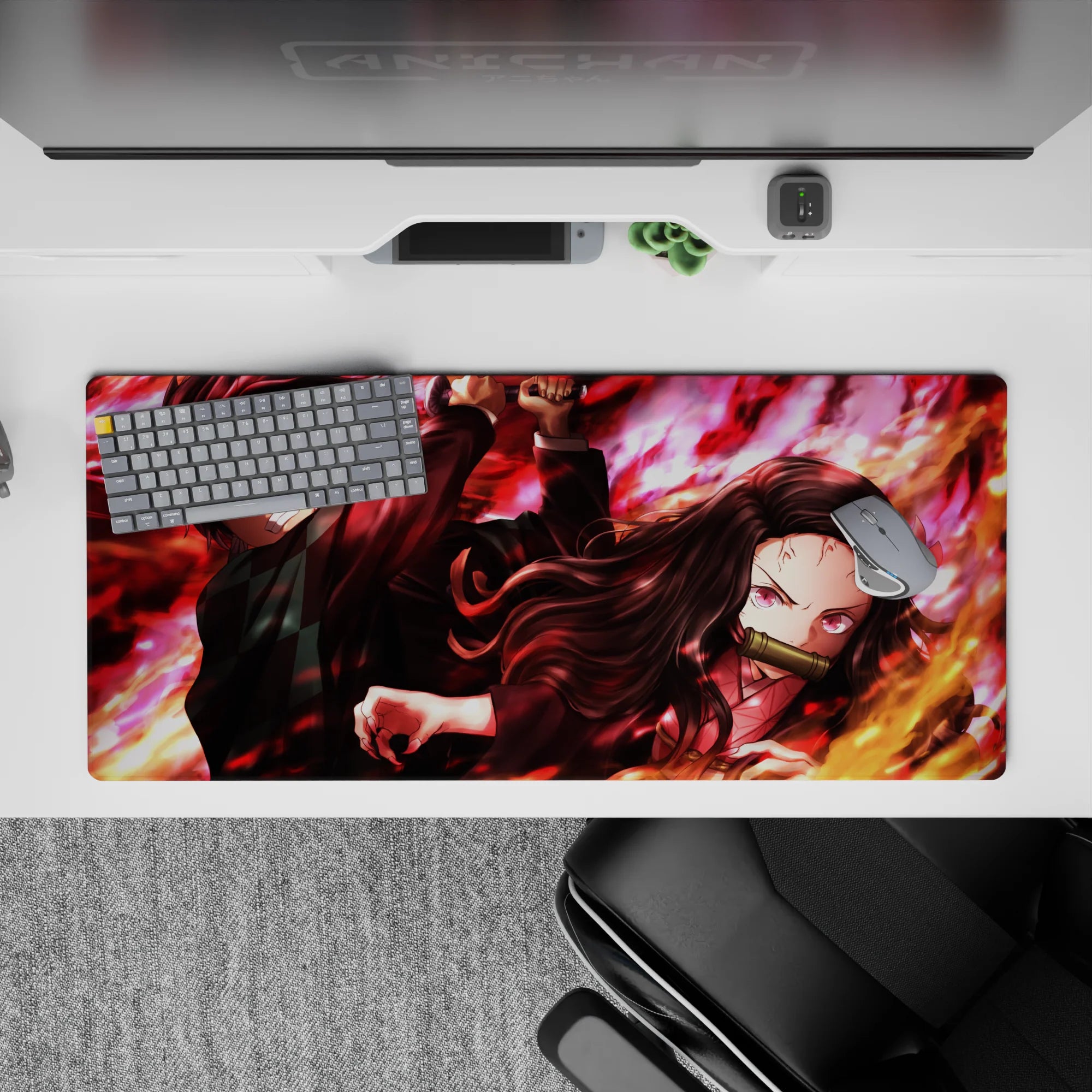 Demon Slayer Deskmat | Mousepad | Deskpad - Fiery Sibling Fury - AniChan