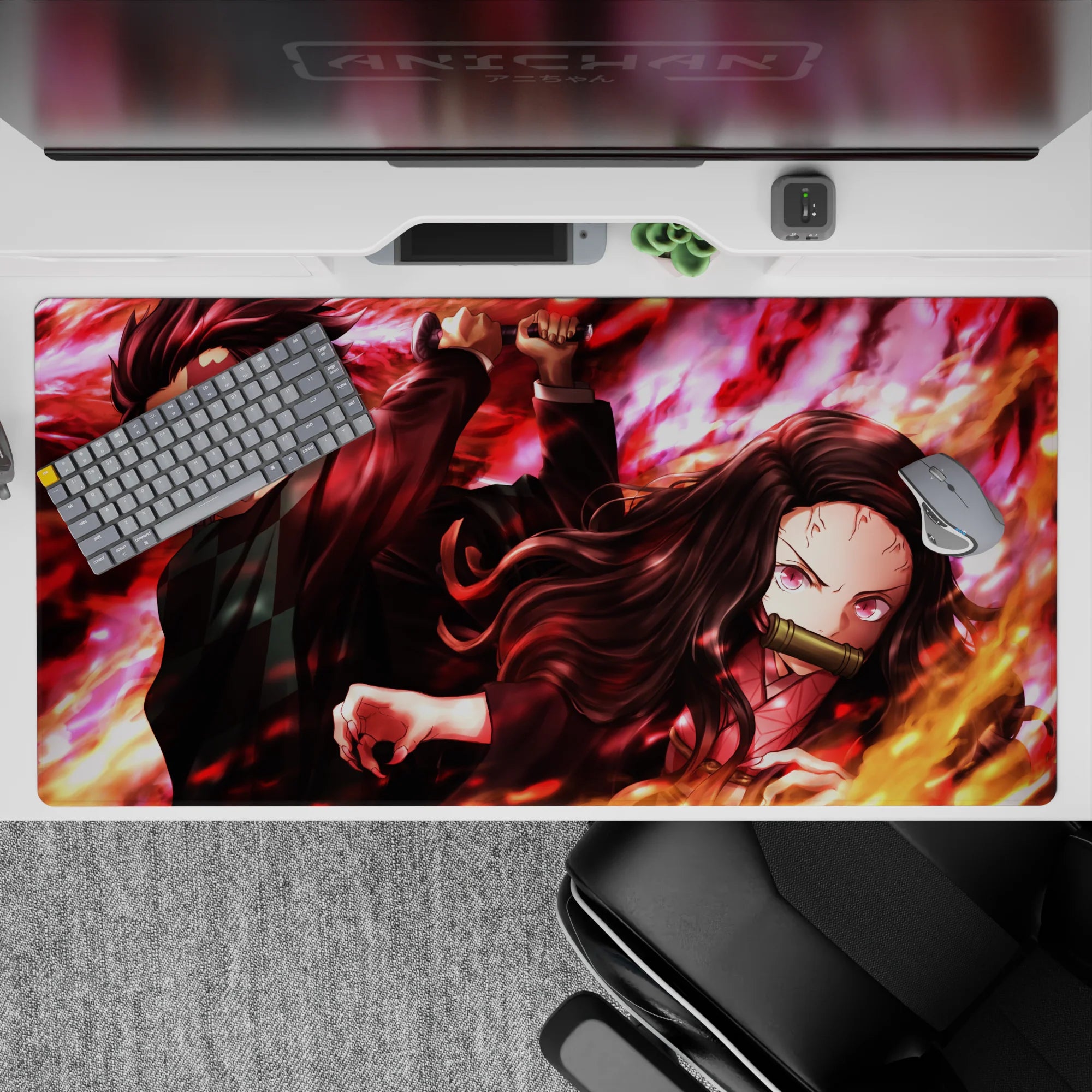 Demon Slayer Deskmat | Mousepad | Deskpad - Fiery Sibling Fury - AniChan