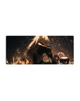 28x12 inches anime girl mouse pad with cozy night lamplight, star and moon lanterns, and glittering dust.