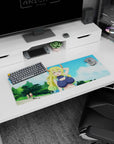 32x12 inches Miss Kobayashi’s Dragon Maid mouse pad featuring Tohru’s goofy proud smile in a sunny sky scene.