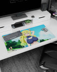 32x16 inches Miss Kobayashi’s Dragon Maid mouse pad featuring Tohru’s goofy proud grin under blue sky.