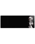 32x12 inches anime girl mouse pad with dark sketch art, twin tails, red eyes, and chain details.