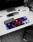 Light Yagami smirking with Ryuk behind and L staring close on a 28x12 inches anime mouse pad.