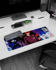 Light Yagami smirking with Ryuk behind and L staring close, anime mouse pad 32x12 inches.