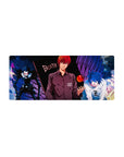 Death Note anime mouse pad 28x12 inches with Light, L, and Ryuk, purple wings and DEATH text.