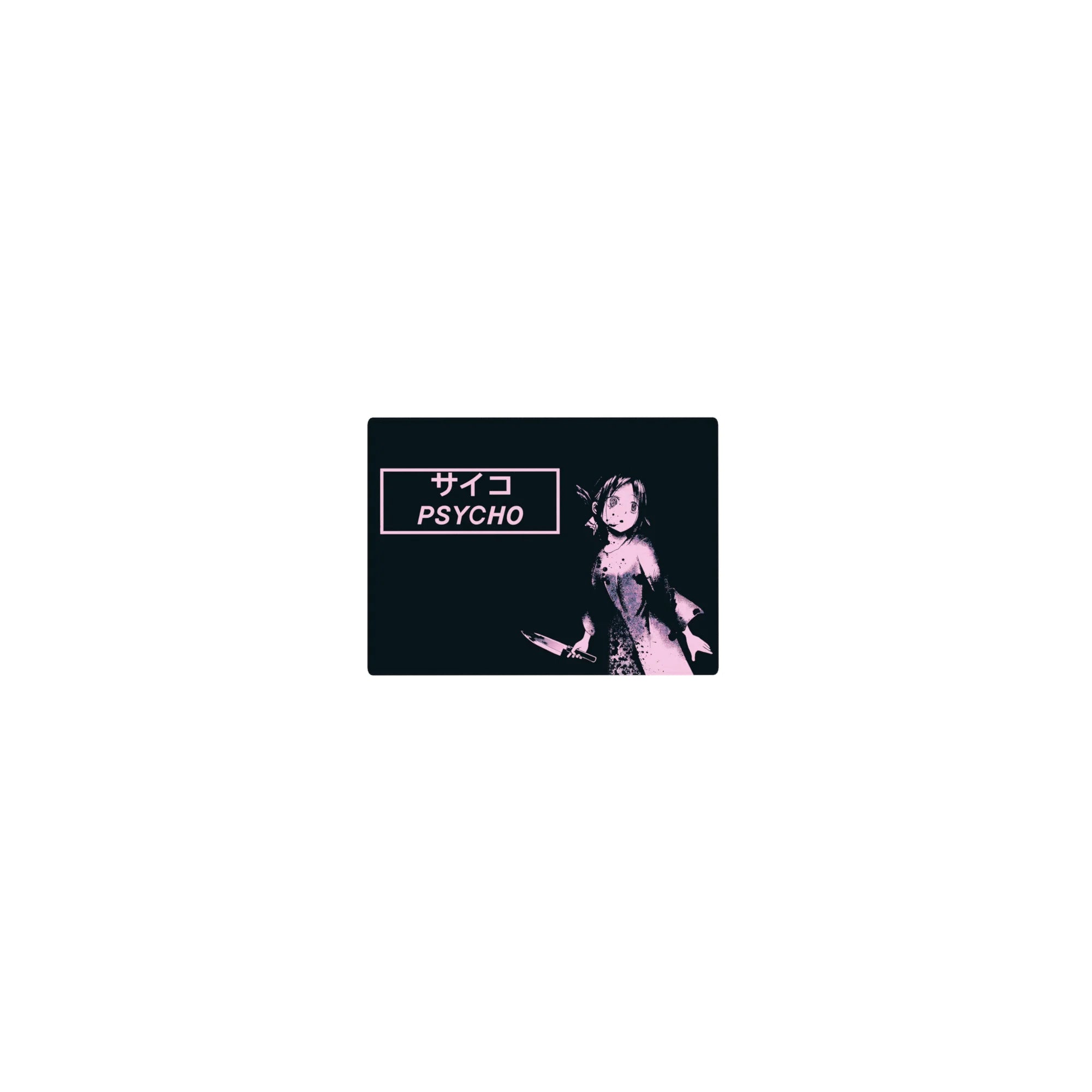 14x10 inches classic anime girl mouse pad with pink/black splatter art and PSYCHO サイコ text.