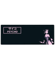 32x12 inches anime girl mouse pad with pink/black splatter art and PSYCHO サイコ block text.