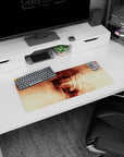 Itachi Uchiha from Naruto on anime mouse pad 28x12 inches, Sharingan gaze, Akatsuki cloak and hat.