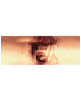 Naruto anime mouse pad 32x12 inches with Itachi Uchiha, Akatsuki cloak, straw hat, sparkles.