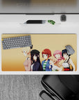 32x16 inches anime girl mouse pad in soft peach tones, bright clean lines, cozy cheeky desk vibe.