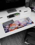 32x12 inches anime girl mouse pad featuring Houshou Marine, Gawr Gura, and friends napping together.