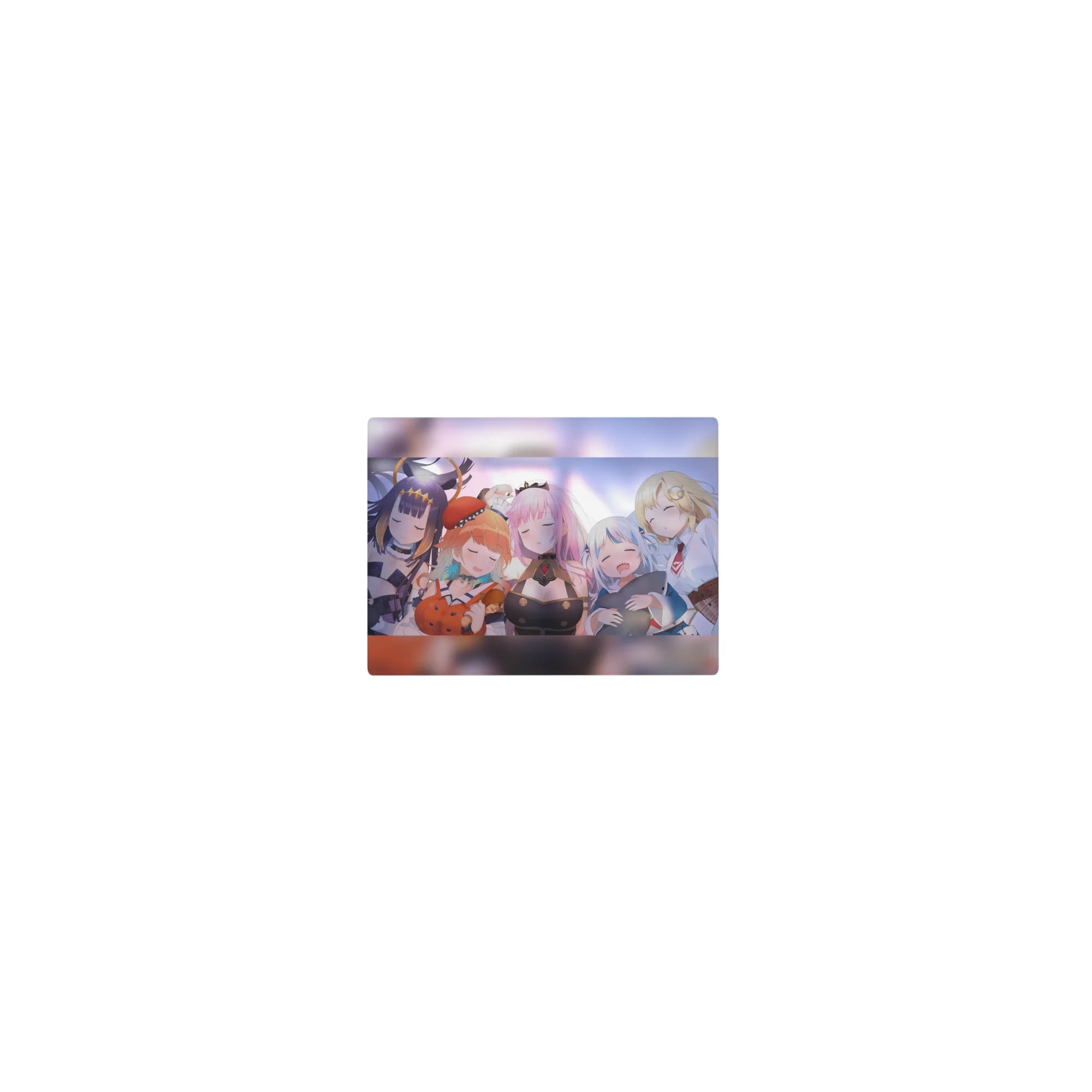 Classic anime girl mouse pad 14x10 inches with four sleepy girls, soft smiles, crisp shading, vivid print.
