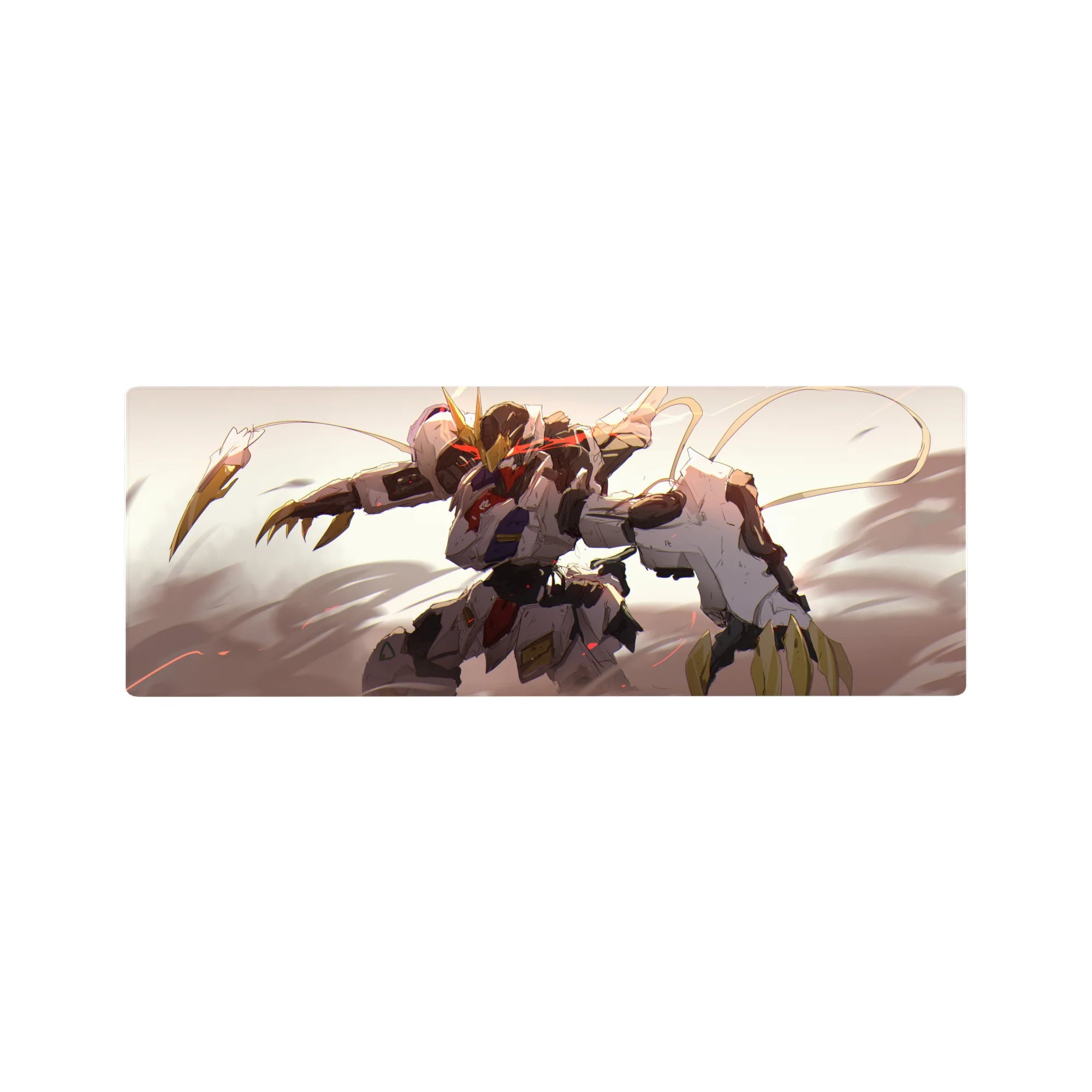 32x12 inches anime mouse pad with feral mecha warrior art, clean desk mat for gaming and work.