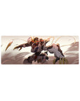 32x12 inches anime mouse pad with feral mecha warrior art, clean desk mat for gaming and work.