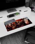 Anime mouse pad 28x12 inches featuring Ainz Ooal Gown, Albedo, and Shalltear from Overlord, adding dark fantasy flair.