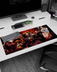 Anime mouse pad 36x16 inches featuring Ainz Ooal Gown, Albedo, and Shalltear from Overlord, with gothic details.
