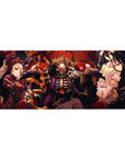 Anime mouse pad 36x16 inches featuring Ainz Ooal Gown, Albedo, and Shalltear from Overlord, exuding gothic power.