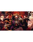 Anime desk pad 40x20 inches featuring Ainz Ooal Gown on throne with Albedo and Shalltear from Overlord, gothic detail.