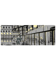 32x12 inches anime girl mouse pad with hand-drawn night dock scene, streetlights, and cozy city sketch.