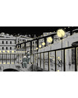 Anime girl desk pad 40x20 inches with hand-drawn night dock city sketch and glowing street orbs.