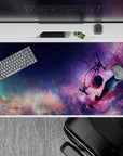 40x20 inches anime mouse pad in dreamy neon magenta, violet, and soft blue with calm melancholy mood.