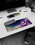 28x12 inches anime mouse pad showing a lone anime boy in scarf by a telescope beneath a comet-lit sky.