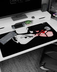 40x20 inches Naruto desk pad featuring Kakashi Hatake half in shadow, mask detail crisp, Sharingan lit.