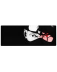 32x12 inches anime mouse pad with Kakashi mask close-up, bold black-and-white lines and red Sharingan eye.