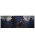 Anime girl mouse pad 32x12 inches featuring cinematic night raid with horned samurai and blade runner.