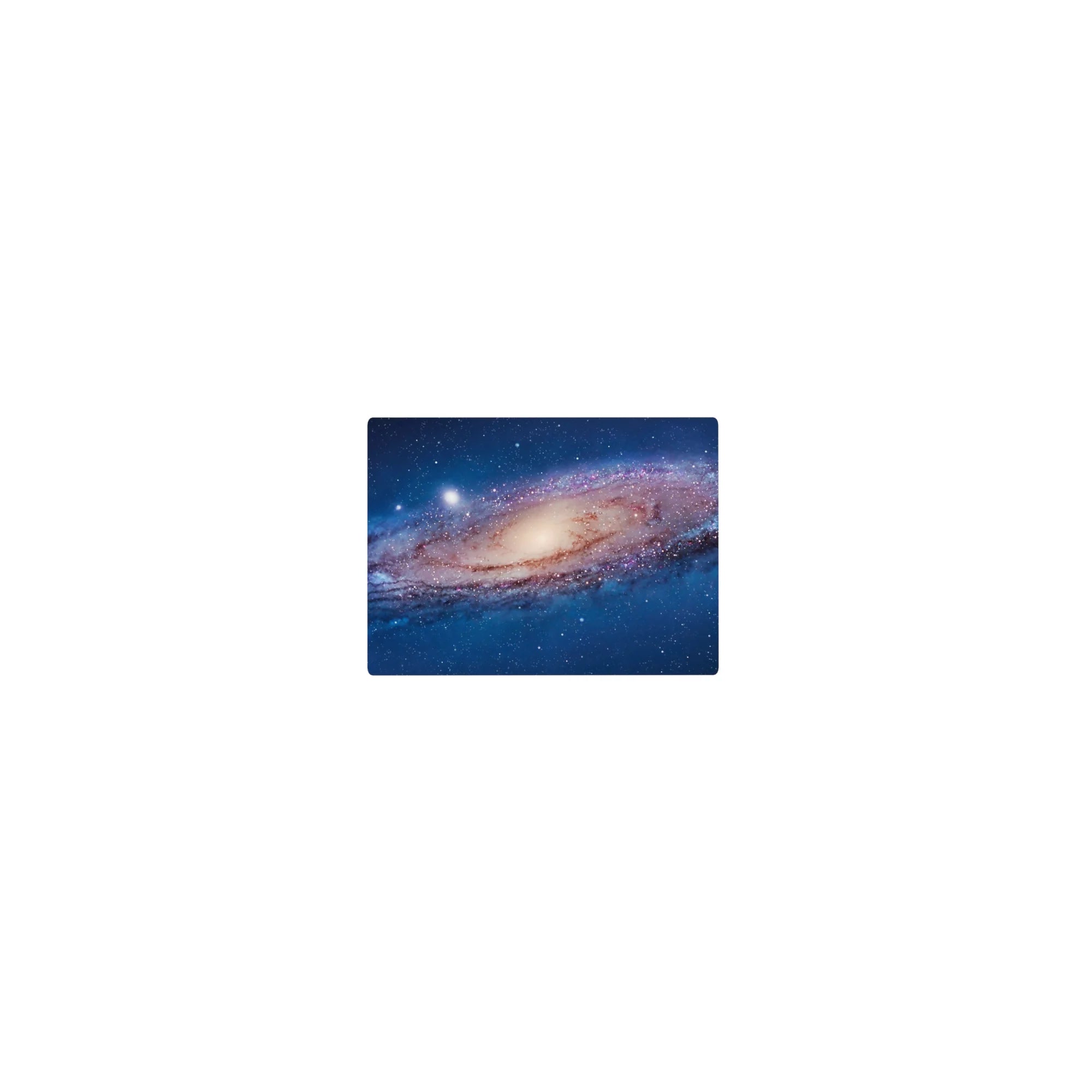 Classic 14x10 inches mouse pad with swirling galaxy spiral design and starry speckles.