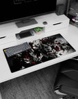 32x16 inches anime mouse pad showing calm red-haired girl framed by black wings, chains, and sigils.