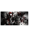 32x16 inches anime mouse pad with red-haired heroine in white uniform, black wings, chains, shattered cubes.