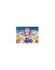 Classic anime girl mouse pad 14x10 inches with twin-tails idol in sailor dress under sunflower sky.
