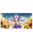 32x16 inches anime girl mouse pad with sunflower field, blue sky, and cute idol sailor outfit.