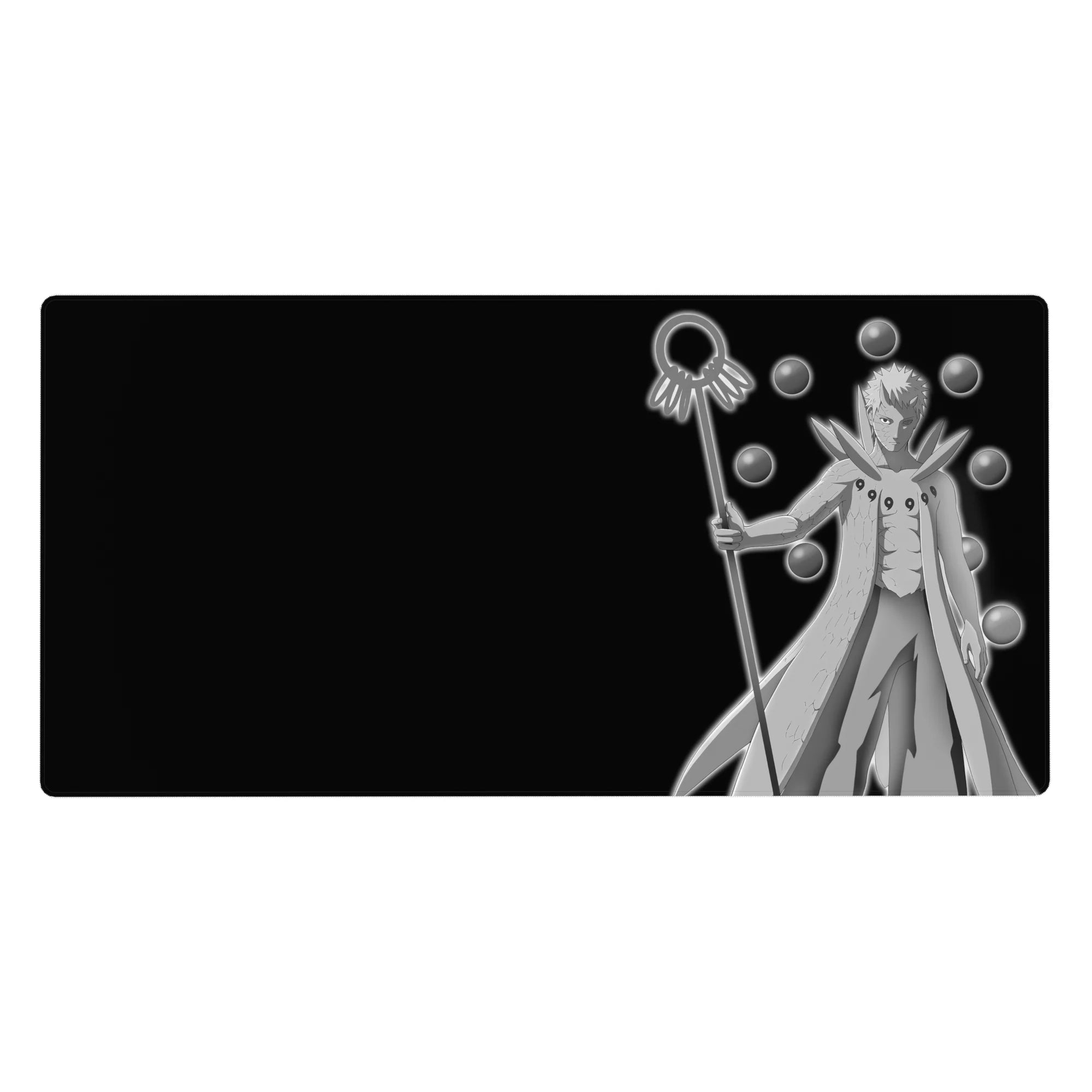 Naruto Shippuden anime desk pad 40x20 inches with Six Paths Obito, staff and truth-seeking orbs.