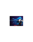 Classic anime girl mouse pad 14x10 inches with blue-haired katana heroine, flowing hair and sharp blade art.