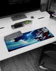 32x12 inches League of Legends Ahri mouse pad, tail curled as she sits atop a red torii gate.