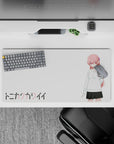 Cozy moody pink-and-white anime girl mouse pad with minimalist vibe, smooth tracking, 32x16 inches.