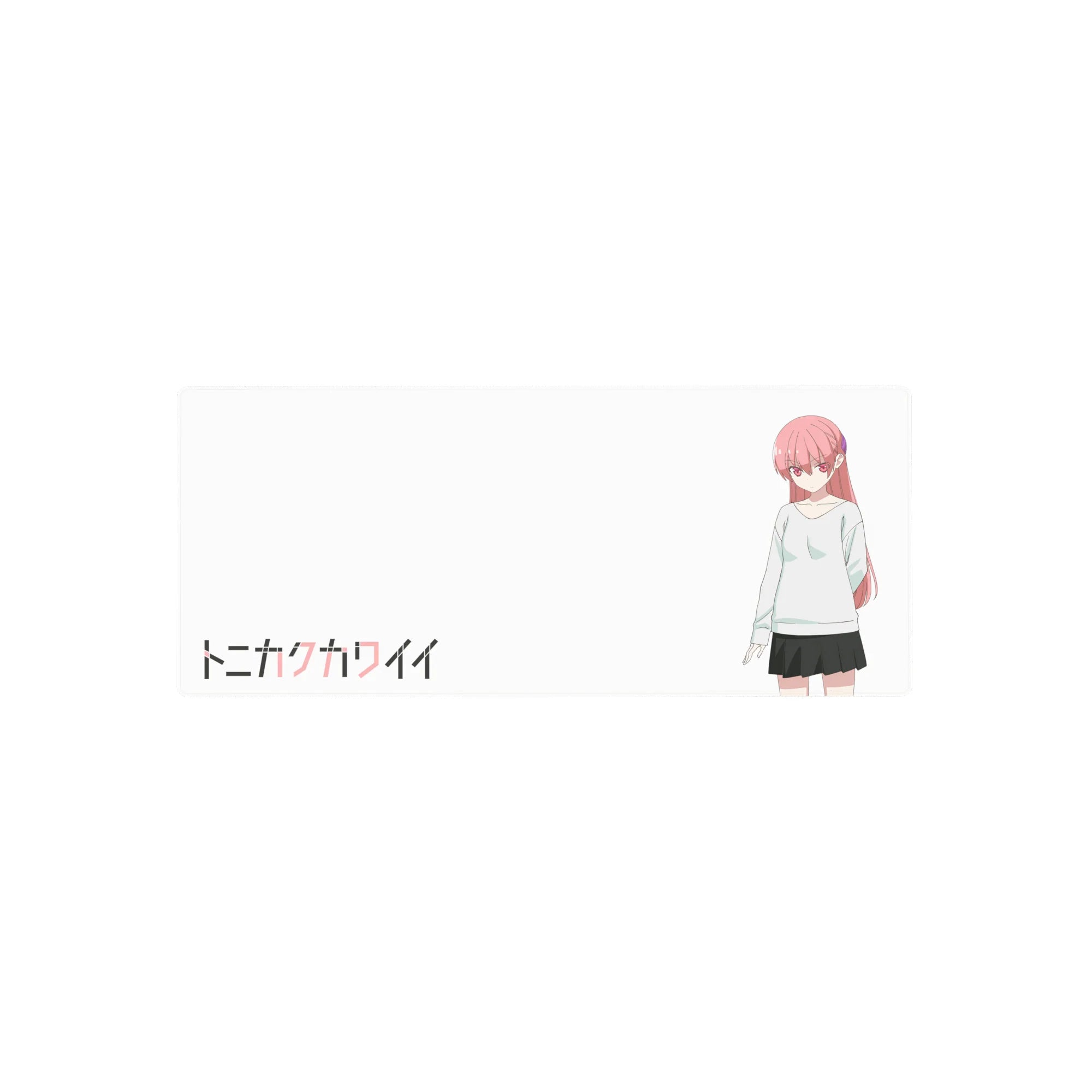 Tonikaku Kawaii anime girl mouse pad, minimalist Japanese title, 28x12 inches.