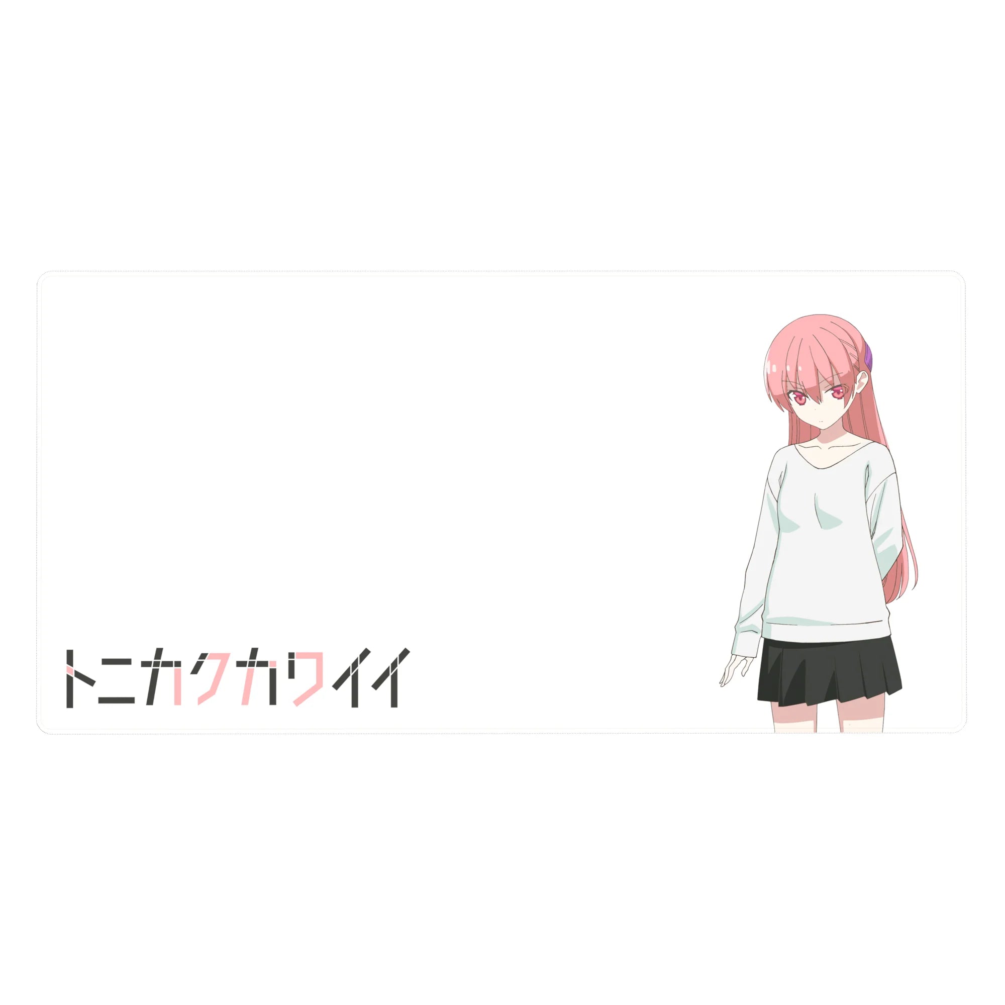 Tonikaku Kawaii anime girl desk pad 40x20 inches with minimal Japanese title and clean poster layout.