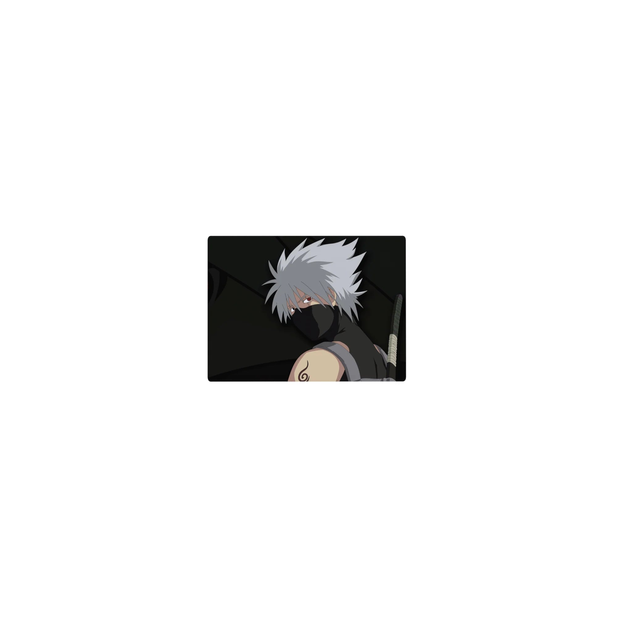 Classic anime mouse pad 14x10 inches with Kakashi Hatake portrait, crisp print, gaming desk accessory.