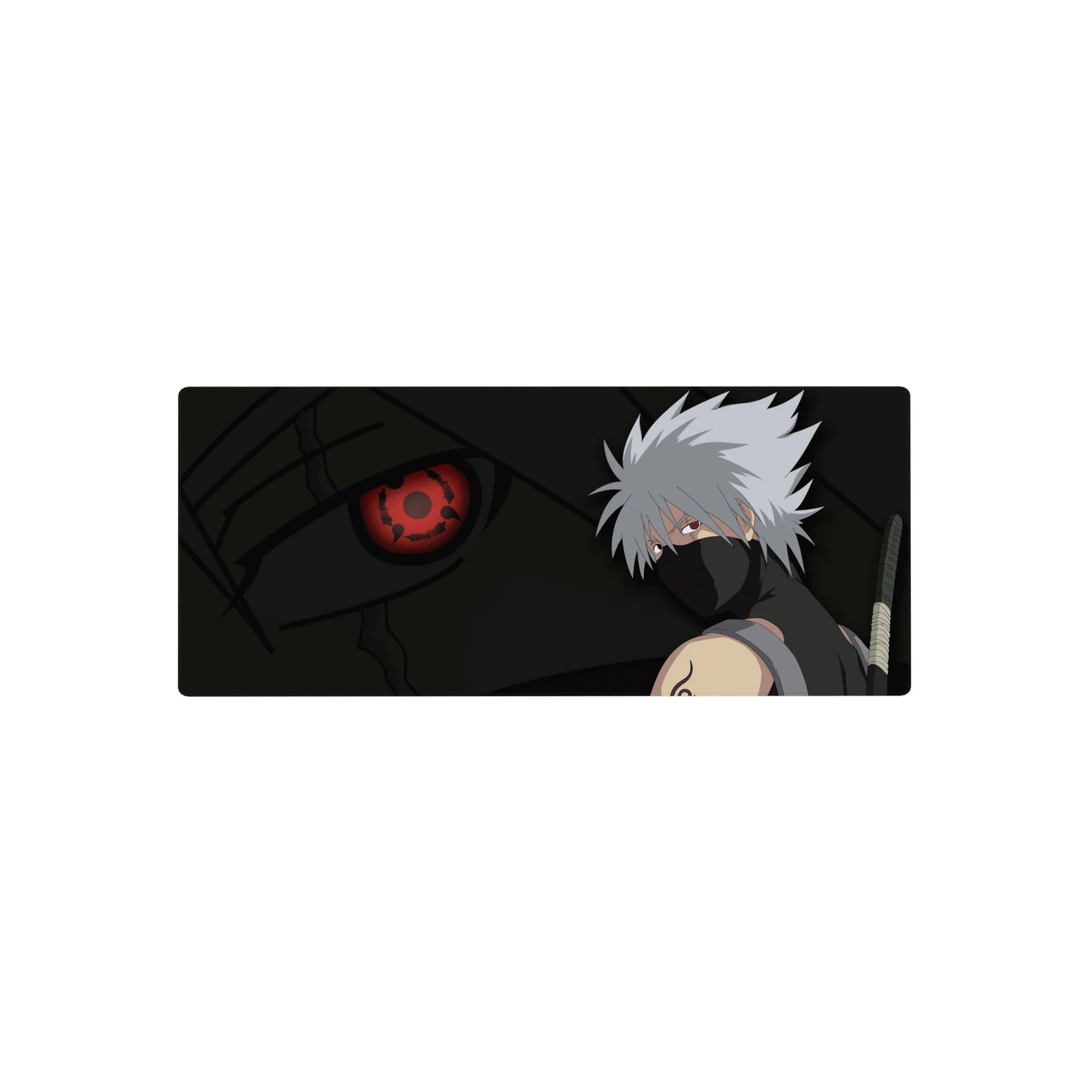 28x12 inches anime mouse pad with Kakashi Hatake design, crisp print for gaming desk setups.