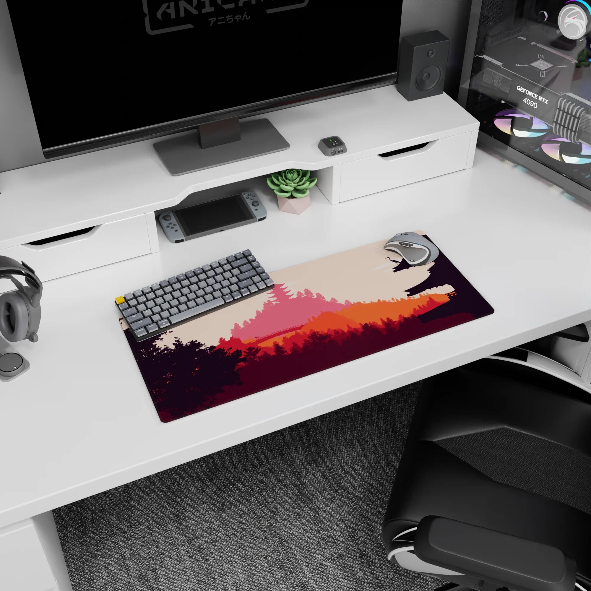 Vector Landscapes Deskmat | Mousepad | Deskpad - Temple Serenity