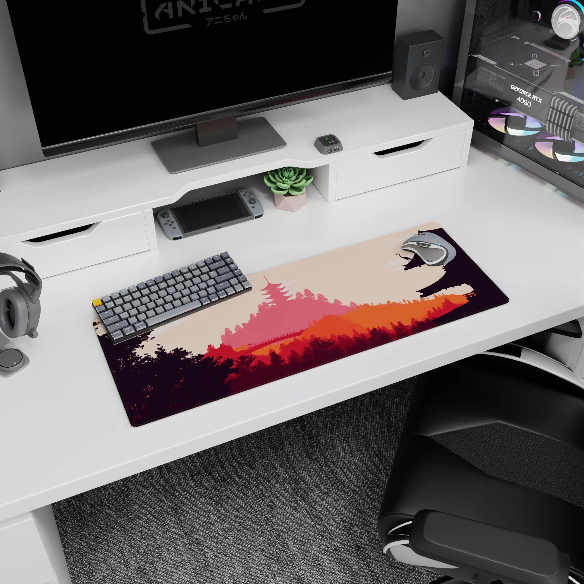 Vector Landscapes Deskmat | Mousepad | Deskpad - Temple Serenity