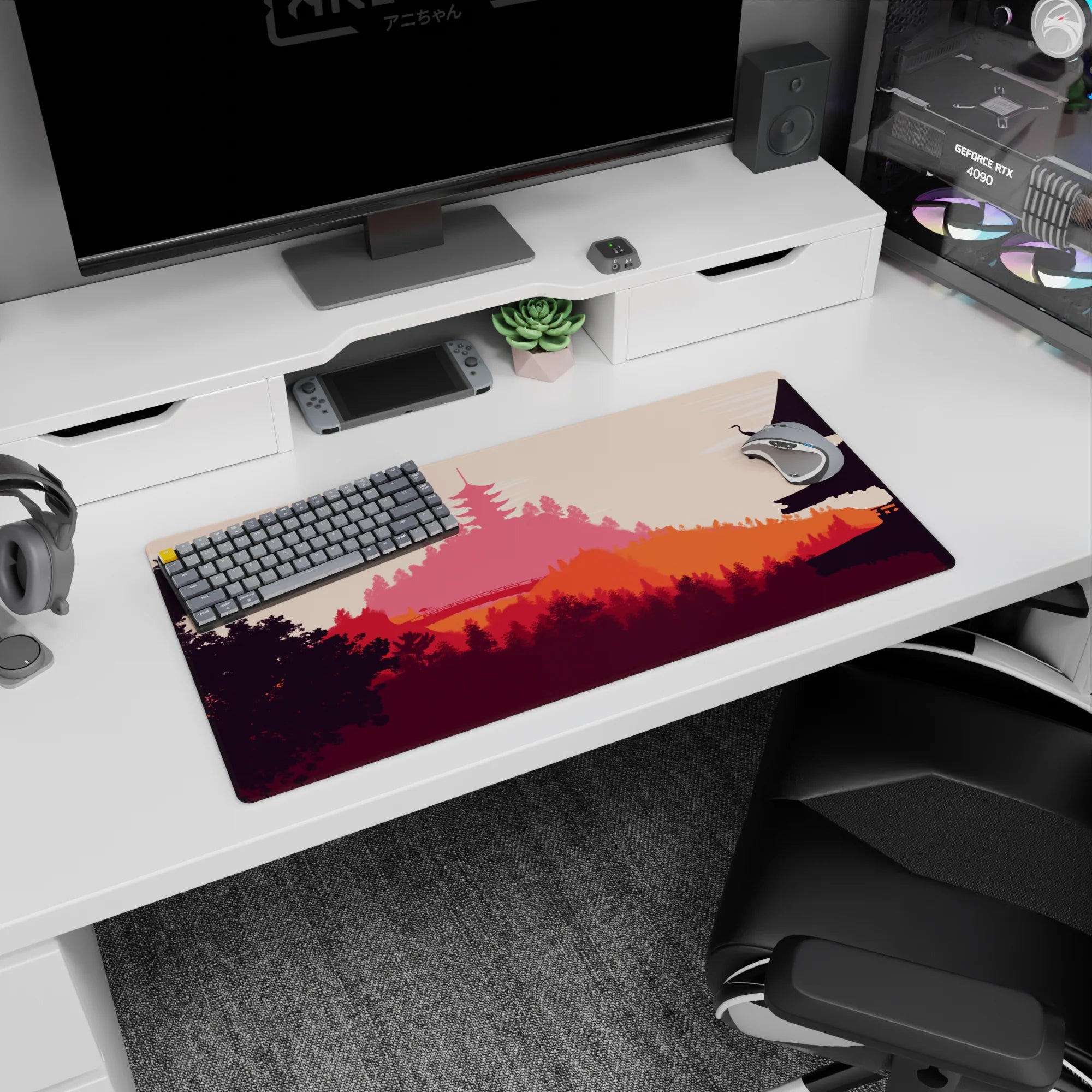 Vector Landscapes Deskmat | Mousepad | Deskpad - Temple Serenity